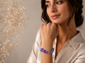 Bracciale Donna Artigianale Handmade | Calcedonio Blu Sfere Tonde 4mm su Catena | Made in Italy