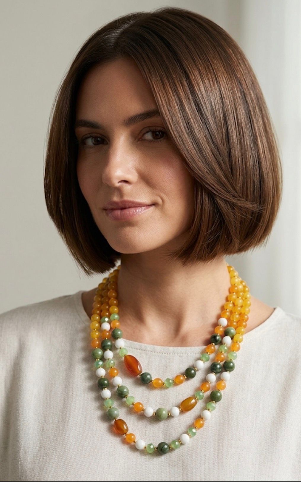 Collana Multistrato Artigianale Handmade | Serpentino, Agata e Cristalli Verdi | Made in Italy