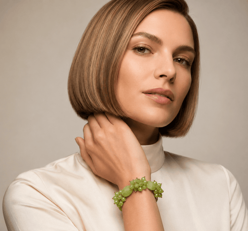 Bracciali Bracciale Donna Artigianale Handmade | Giada e Cristalli Verdi Sfaccettati | Made in Italy - Handmade Made in Italy