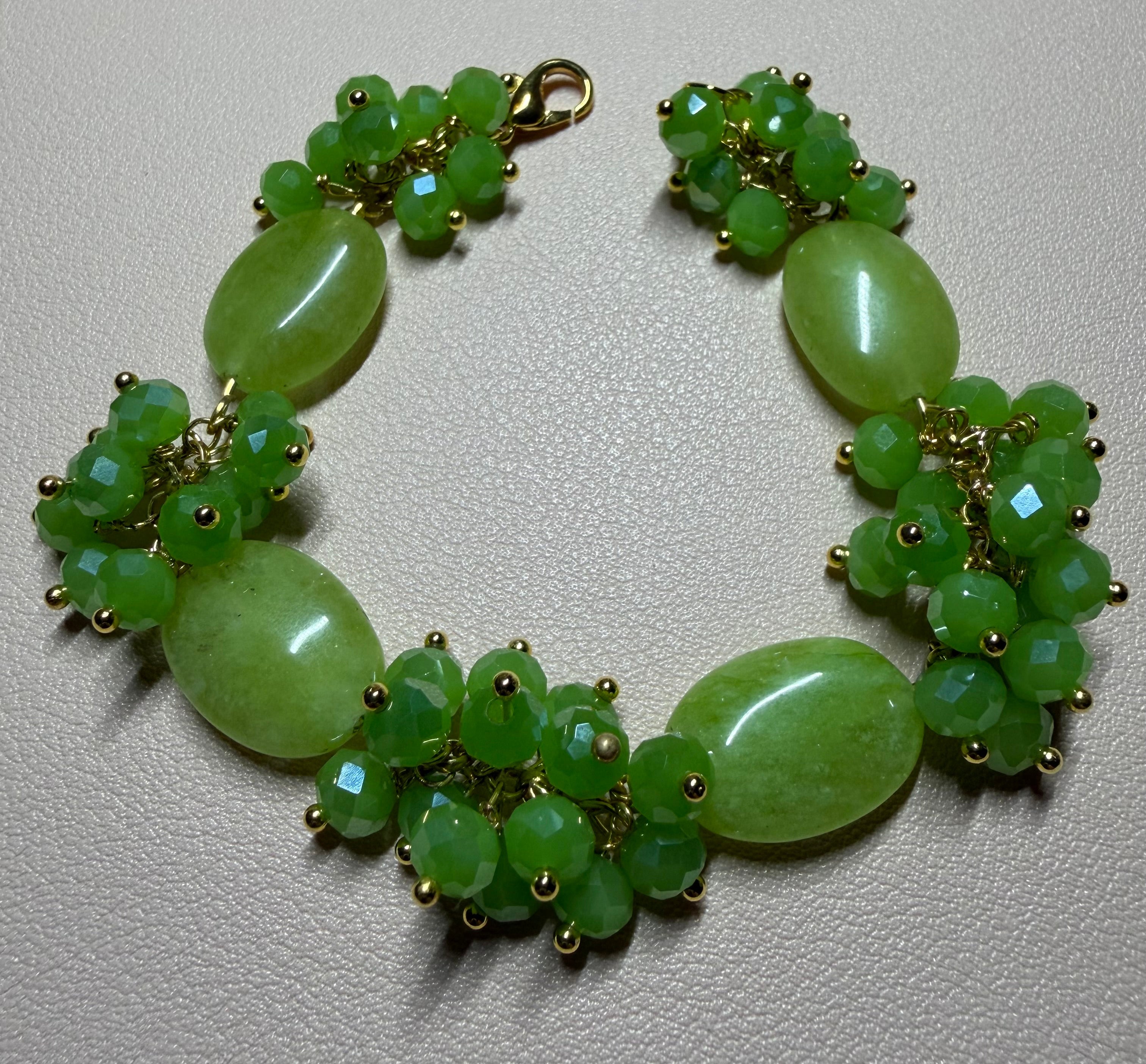 Bracciali Bracciale Donna in Giada e Cristalli Verdi Sfaccettati | Handmade Italia - Handmade Made in Italy