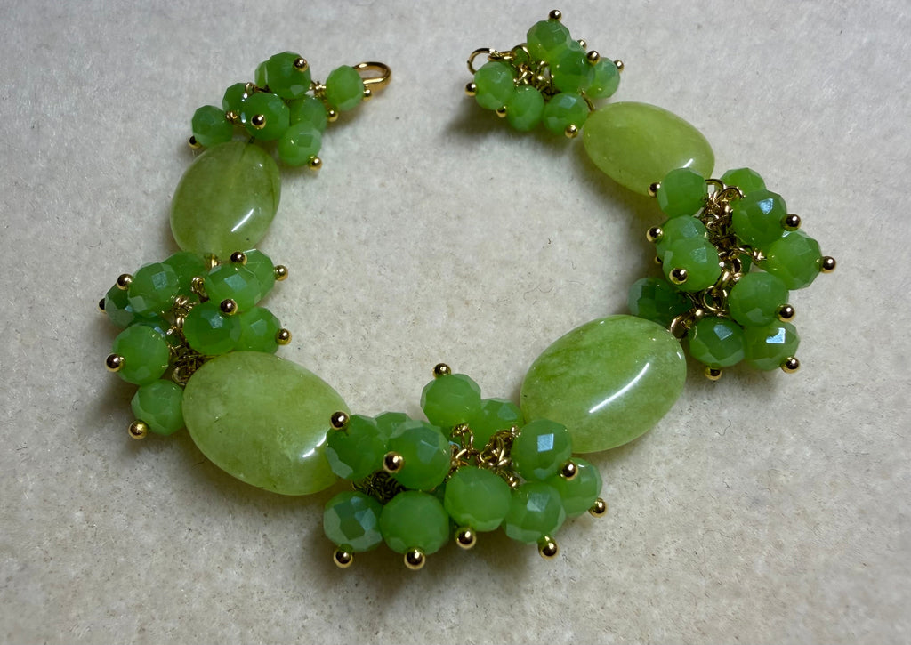 Bracciali Bracciale Donna in Giada e Cristalli Verdi Sfaccettati | Handmade Italia - Handmade Made in Italy
