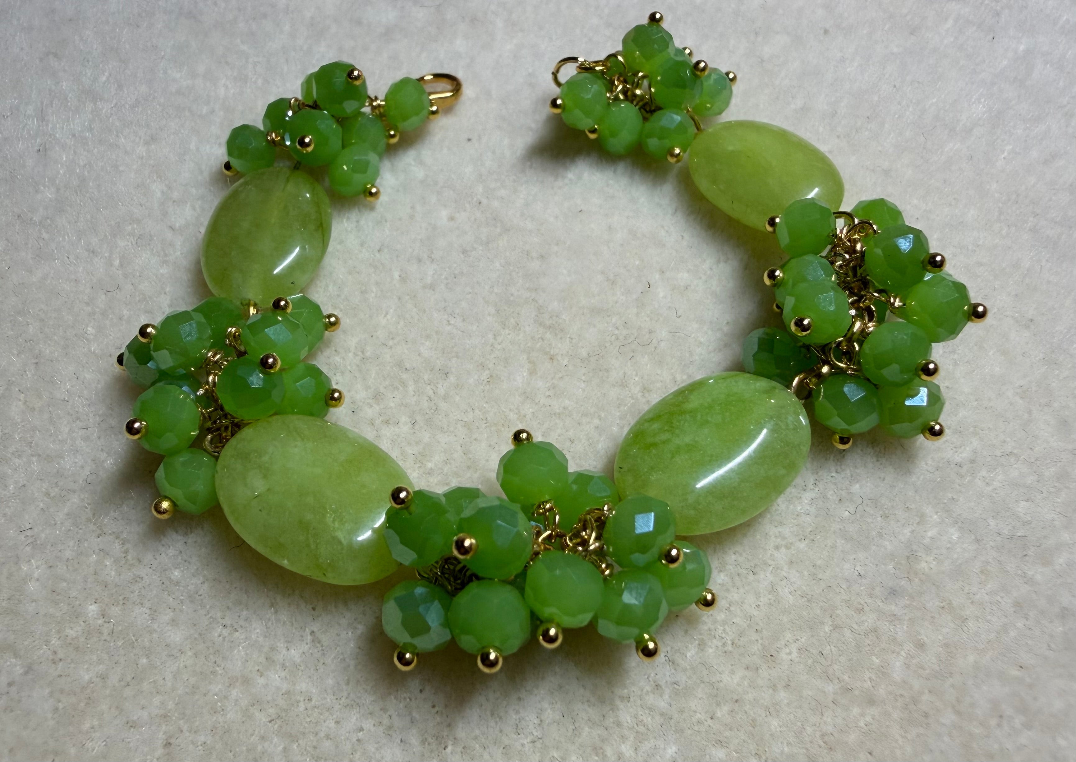 Bracciali Bracciale Donna in Giada e Cristalli Verdi Sfaccettati | Handmade Italia - Handmade Made in Italy