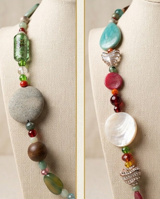 Collane Collana agata tinta e vetro di Murano con elementi in legno | Handmade Italia - Handmade Made in Italy