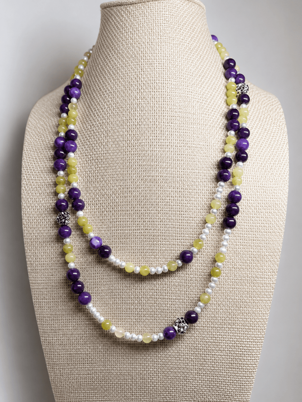 Collane Collana Artigianale Handmade | Agata Viola, Serpentino Verde e Perle con Charm | Made in Italy - Handmade Made in Italy