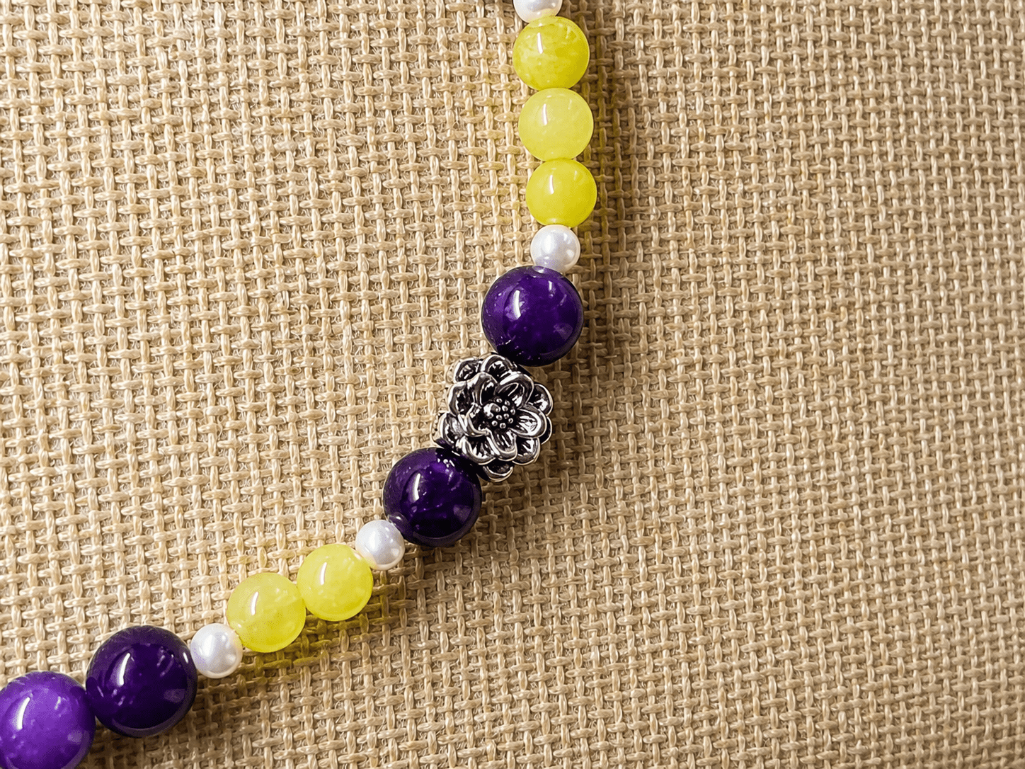 Collane Collana Artigianale Handmade | Agata Viola, Serpentino Verde e Perle con Charm | Made in Italy - Handmade Made in Italy