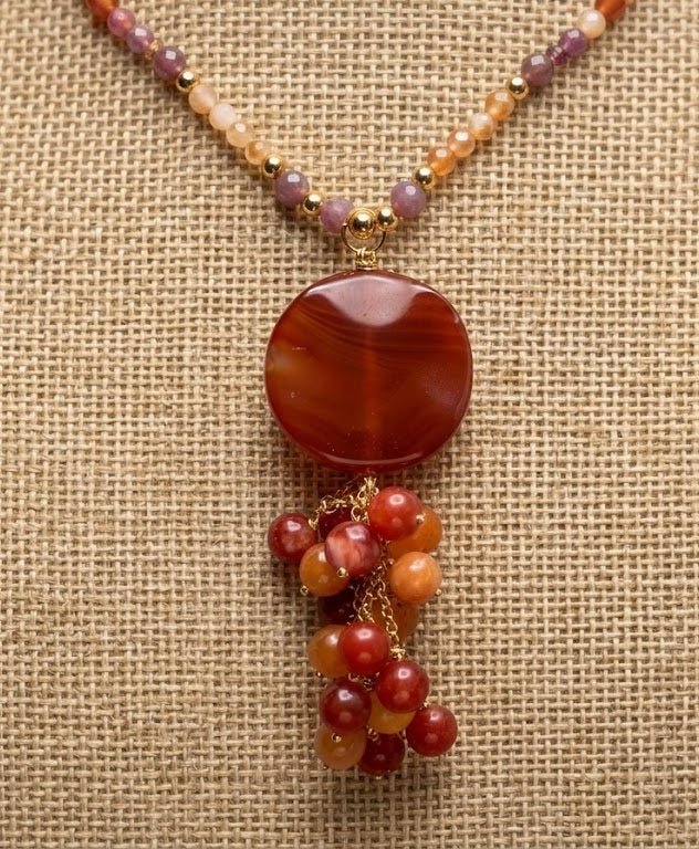Collane Collana Artigianale Handmade | Cristalli e Ciondolo Corniola | Made in Italy - Handmade Made in Italy