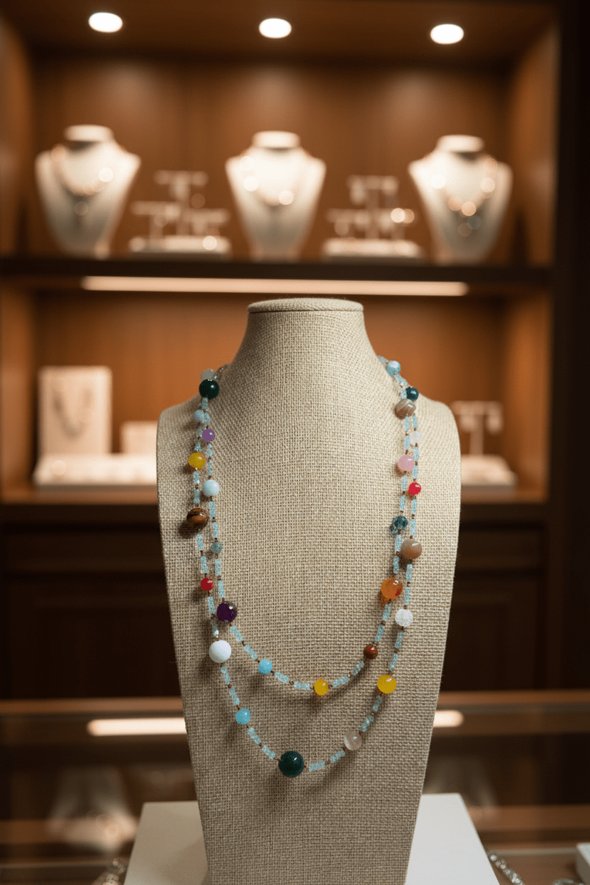Collane Collana Artigianale Handmade | Cristalli Verde Acqua, Agate, Quarzi, Corniola e Occhi di Gatto | Made in Italy - Handmade Made in Italy