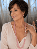 Collane Collana Artigianale Handmade | Occhio di Gatto Rosa, Elemento in Cristalli e Perle | Made in Italy - Handmade Made in Italy