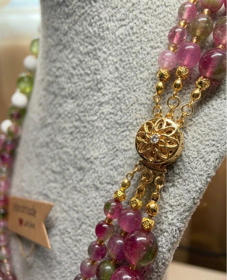 Collane Collana girocollo multifilo con pietre naturali | Handmade Italia - Handmade Made in Italy