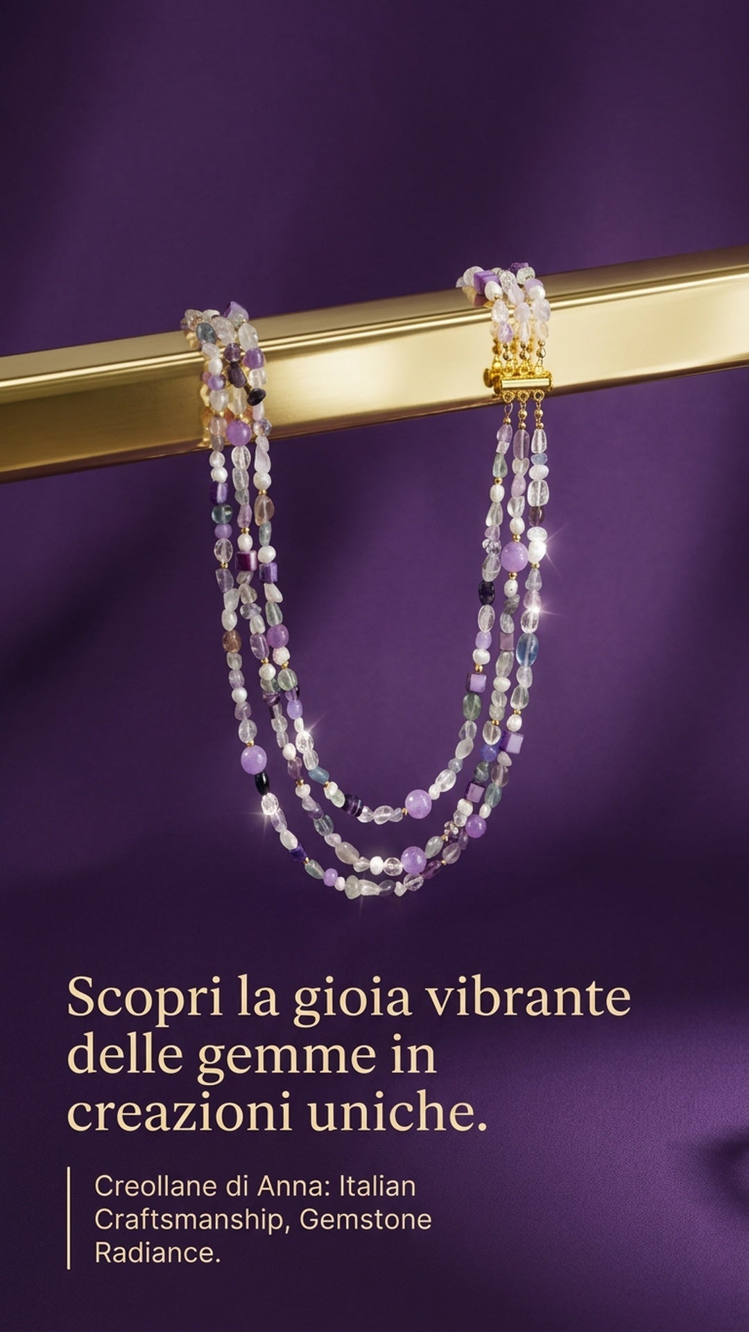 Collane Collana girocollo multifilo in pietra naturale fluorite | Handmade Italia - Handmade Made in Italy