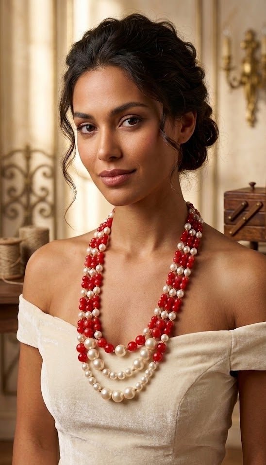 Collane Collana in pietre naturali rodocrosite e perle | Handmade Italia - Handmade Made in Italy