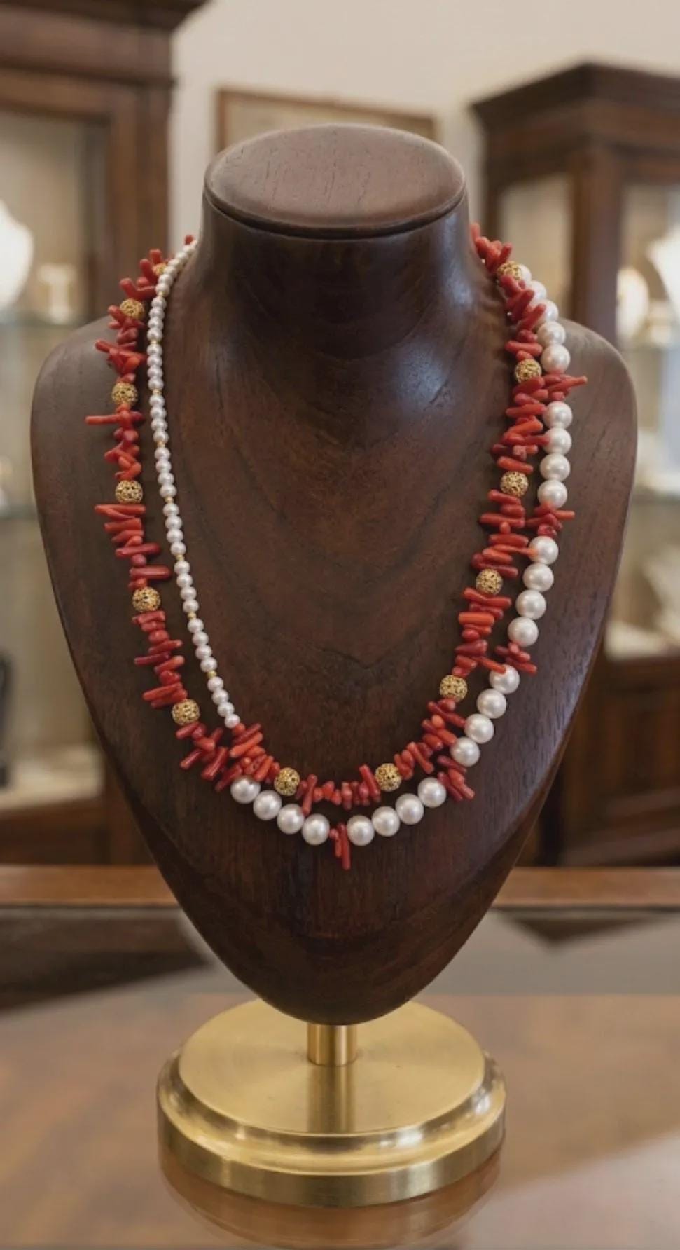 Collane Collana multifilo in perle e corallo bambù | Handmade Italia - Handmade Made in Italy