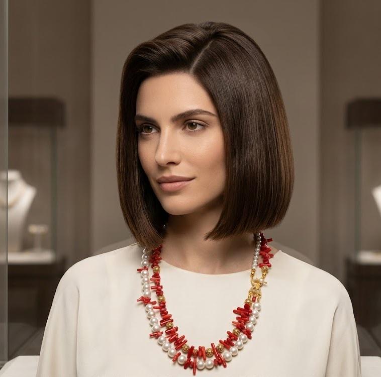 Collane Collana multifilo in perle e corallo bambù | Handmade Italia - Handmade Made in Italy